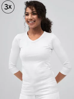 7days Daen ¾-Ar-hirt PAU 3er-Pack-Damen Multipacks|Langarmshirts