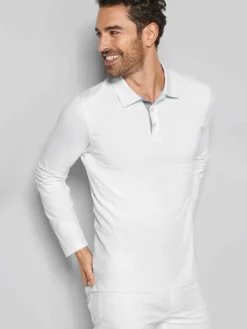 7days Langarmshirt ALGIER mit Kragen, Single Jersey-Herren Langarmshirts