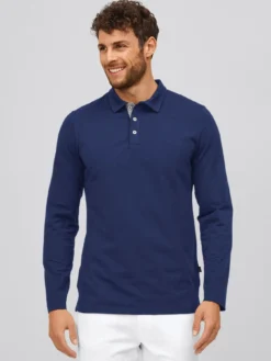 7days Langarmshirt ALGIER mit Kragen, Single Jersey-Herren Poloshirts|Langarmshirts